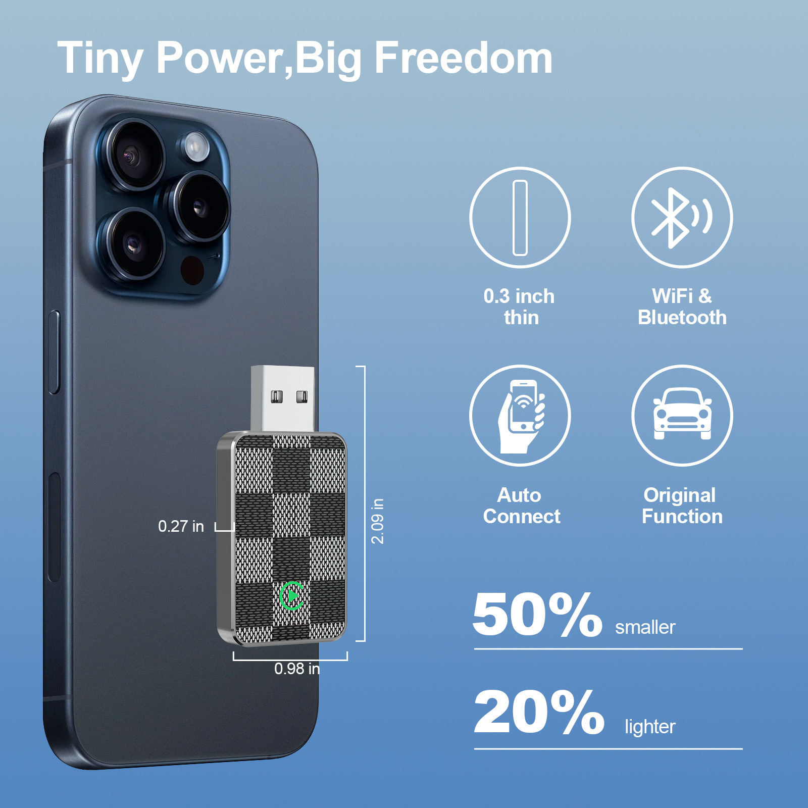 Cross-Border Best-Selling Wireless Carplay Box, Wired to Wireless Carplay Module, Supports Apple and Android Car Systems