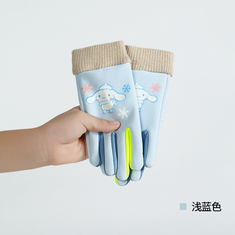 儿童手套秋冬季保暖男女童小孩卡通夜光加绒户外骑行防寒防水手套|undefined