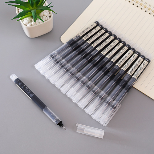 Straight liquid ballpoint pen 0.5 quick-drying needle tube student exam pen office signature pen large capacity gel pen wholesale