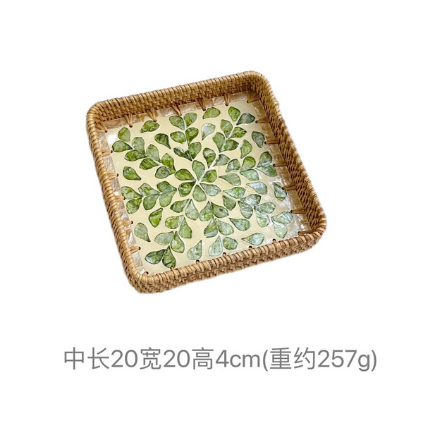Vietnamese rattan shell tray fruit plate grows square tray household…