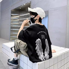 兒童裝夏裝男孩短袖T恤2024新款夏季純棉潮牌上衣中大童時髦t寬鬆