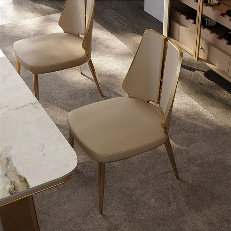 Italian-Style Genuine Leather Dining Chair, Modern Minimalist Light Luxury, Trendy Designer Stainless Steel Personalized Creative Desk Chair Italian-Style Genuine Leather Dining Chair, Modern Minimalist Light Luxury, Trendy Designer Stainless Steel Personalized Creative Desk Chair
