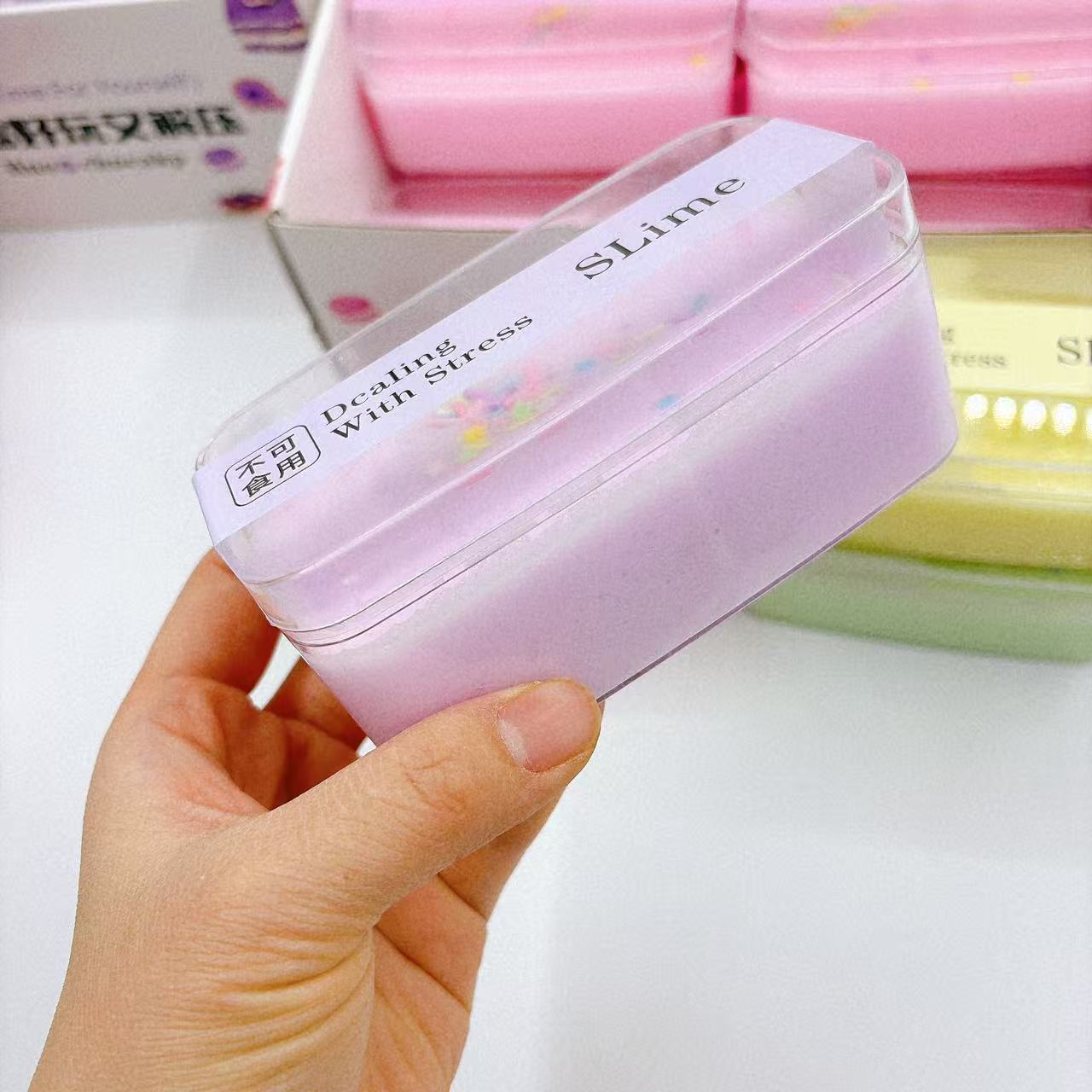 Caja cuadrada barro de mantequilla barro de cristal barro de dibujo de alambre barro de espuma barro no mancha macaron juguetes para niños despresionar barro diy