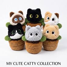 可爱猫咪盆栽摆件玩偶毛绒玩具暹罗猫花盆桌伴公仔生日礼物少女心