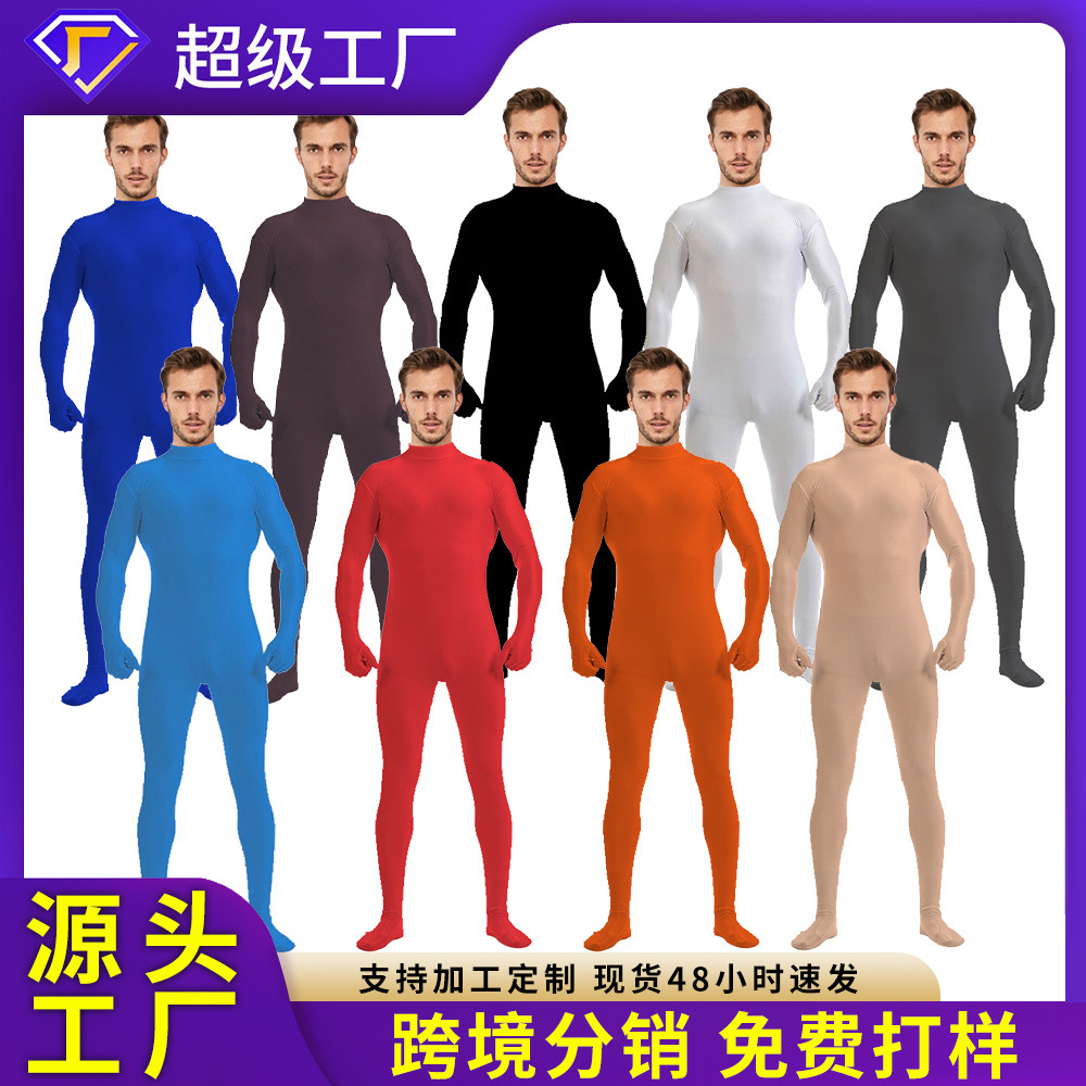 Body de 5 piezas de color sólido, estilo zentai, para danza y espectáculos, éxito de ventas transfronterizo.
