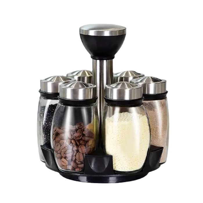 Condimento caja traje condimento tarro cocina hogar creativo giratorio condimento botella condimento caja vidrio condimento botella tarro caja