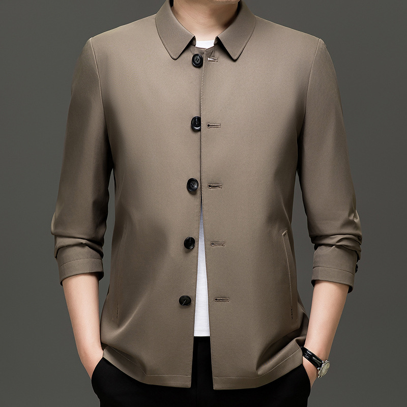 Primavera y otoño transfronterizos chaqueta de hombre con sola solapa de botón medio largo chaqueta de hombre casuales chaqueta guapo image 5