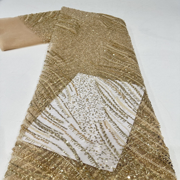 Comercio exterior transfronterizo burbuja de cuentas bordado tela bordada tubo de cuentas alta fijación vestido de boda vestido de noche fabricantes de tela de moda