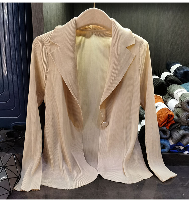 Áo blazer nữ một nút xếp ly tay dài cao cấp mùa xuân hè — Màu tím, Màu đỏ hoa hồng, Màu hồng, Màu xanh lá chi tiết 9