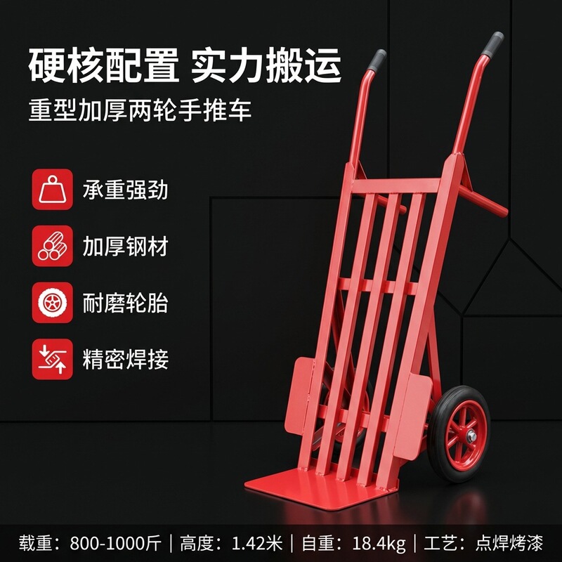 Heavy-Duty Two-Wheeled Handcart, Small Cart with Large Wheels, Heavy-Load Trailer, Hand-Pulled Cart Heavy-Duty Two-Wheeled Handcart, Small Cart with Large Wheels, Heavy-Load Trailer, Hand-Pulled Cart