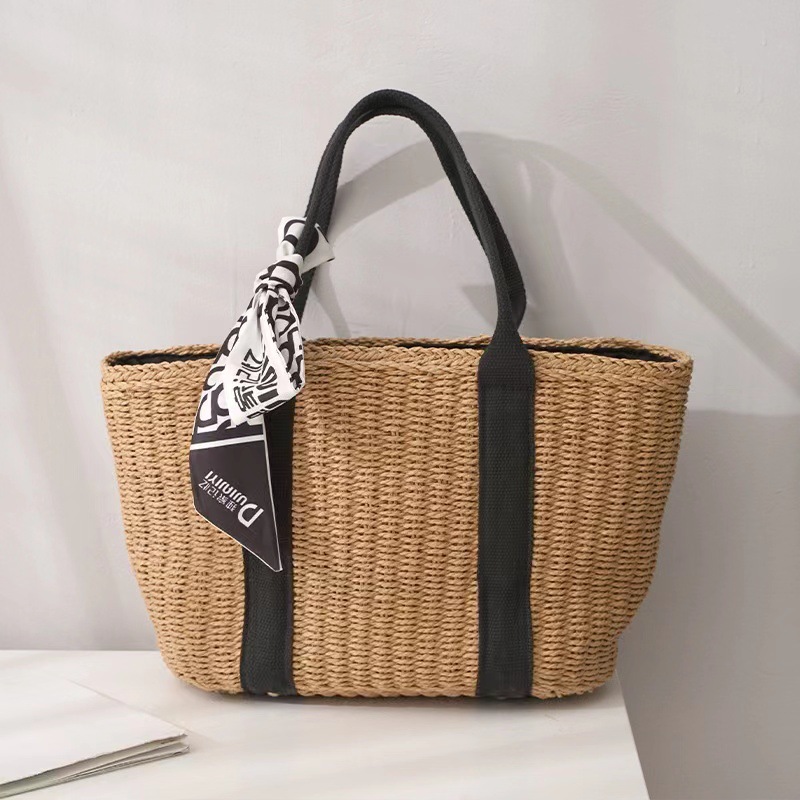 Retro straw woven purse