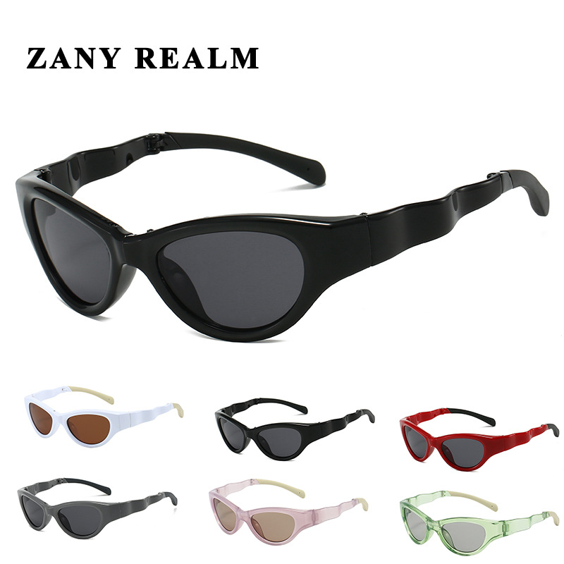 24 nuevo ojo de gato transfronterizo retro Y2K chica caliente futuro sentido de la tecnología Gafas de sol al aire libre diadema de ciclismo al aire libre sol plegable