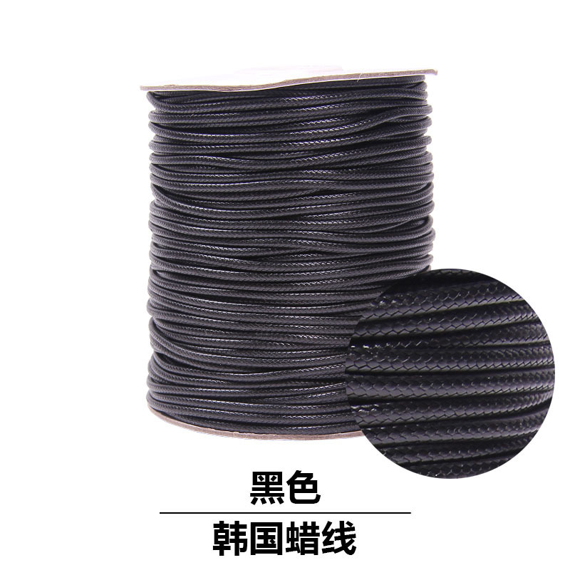2.0/1.5 ミリメートル韓国ワックスロープメーカー卸売黒韓国ワックス糸ネックレスジュエリーロープペンダントとチェーン|undefined