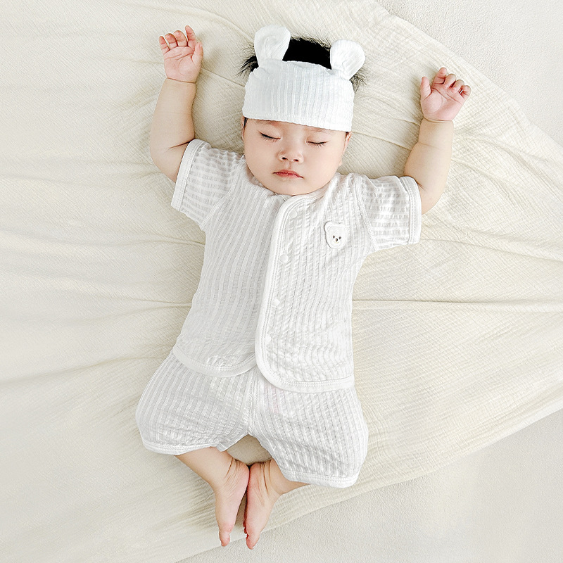 Conjunto de verano para bebé, pijamas infantiles finos de manga corta con abertura en la entrepierna, ropa de verano para niños y niñas para salir, ropa de bebé