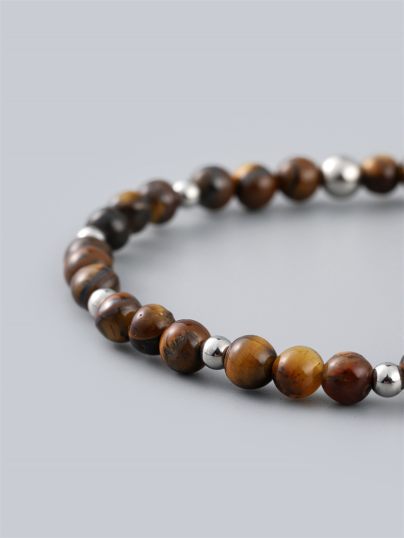 Nueva pulsera de cuentas transfronteriza estación independiente joyería europea y americana 6mm Ojo de Tigre piedra pulsera DIY hombres