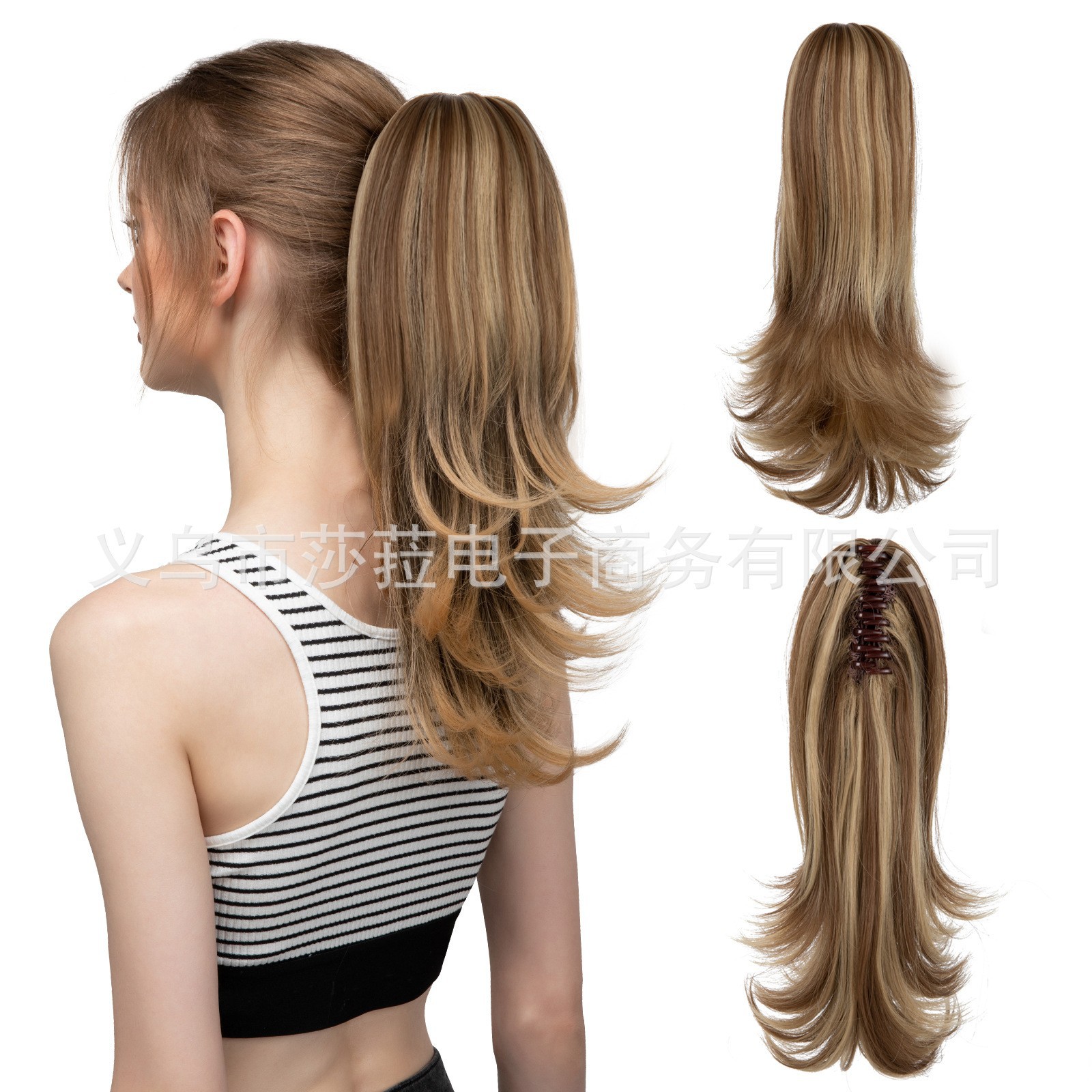 European and American Style Ponytail Hair Clip High-Temperature Fiber Long Curly Hair Synthetic Hair Fluffy Women's High Ponytail Wig Braid