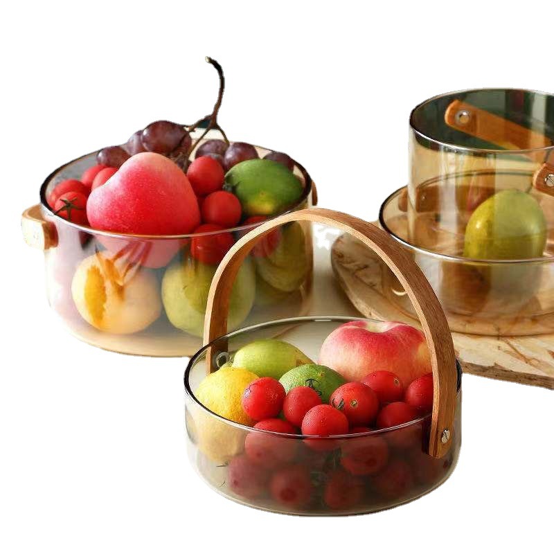 [Fabrica personalizada] mano de lujo ligera mejora vidrio de borosilicona fruta azul sala de estar doméstica de alto valor de cara bocadillos de fruta seca azul