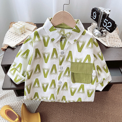 Macho Boy Casual Shirt Spring 2025 New Children's Outerwear Stylish and Trendy Spring and Autumn Style Toddler Autumn Clothes Top