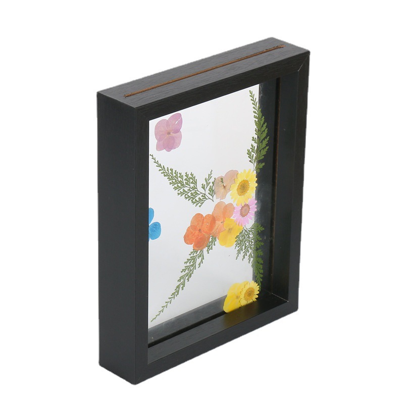 Creative wood doublesided transparent glass photo frame set up the