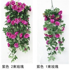 仿真玫瑰花藤壁掛裝飾藤條塑料假絹花家居婚慶綠植批發玫瑰花藤蔓