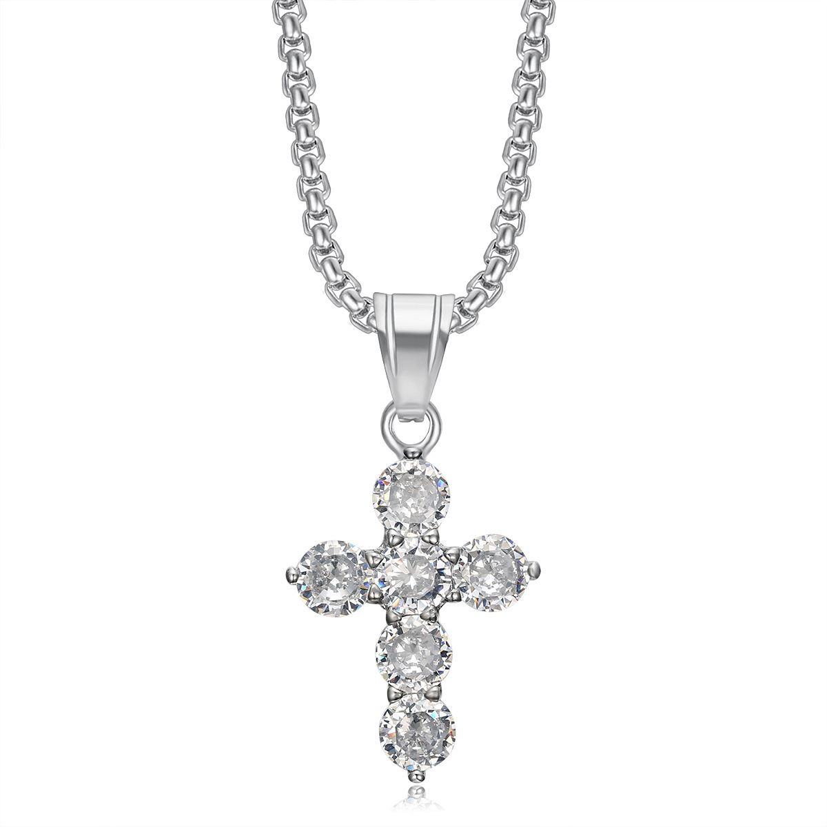 Titanium Steel IG Style Modern Style Cross Zircon display picture 5