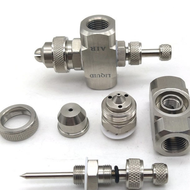 双头空气雾化喷嘴二流体气水混合喷头 加湿降温喷嘴