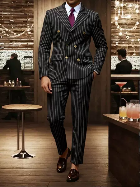 2026 Cross-Border European and American Men's Suits, Men's Striped Suits and Trousers, Business Dinner, Wedding 241014