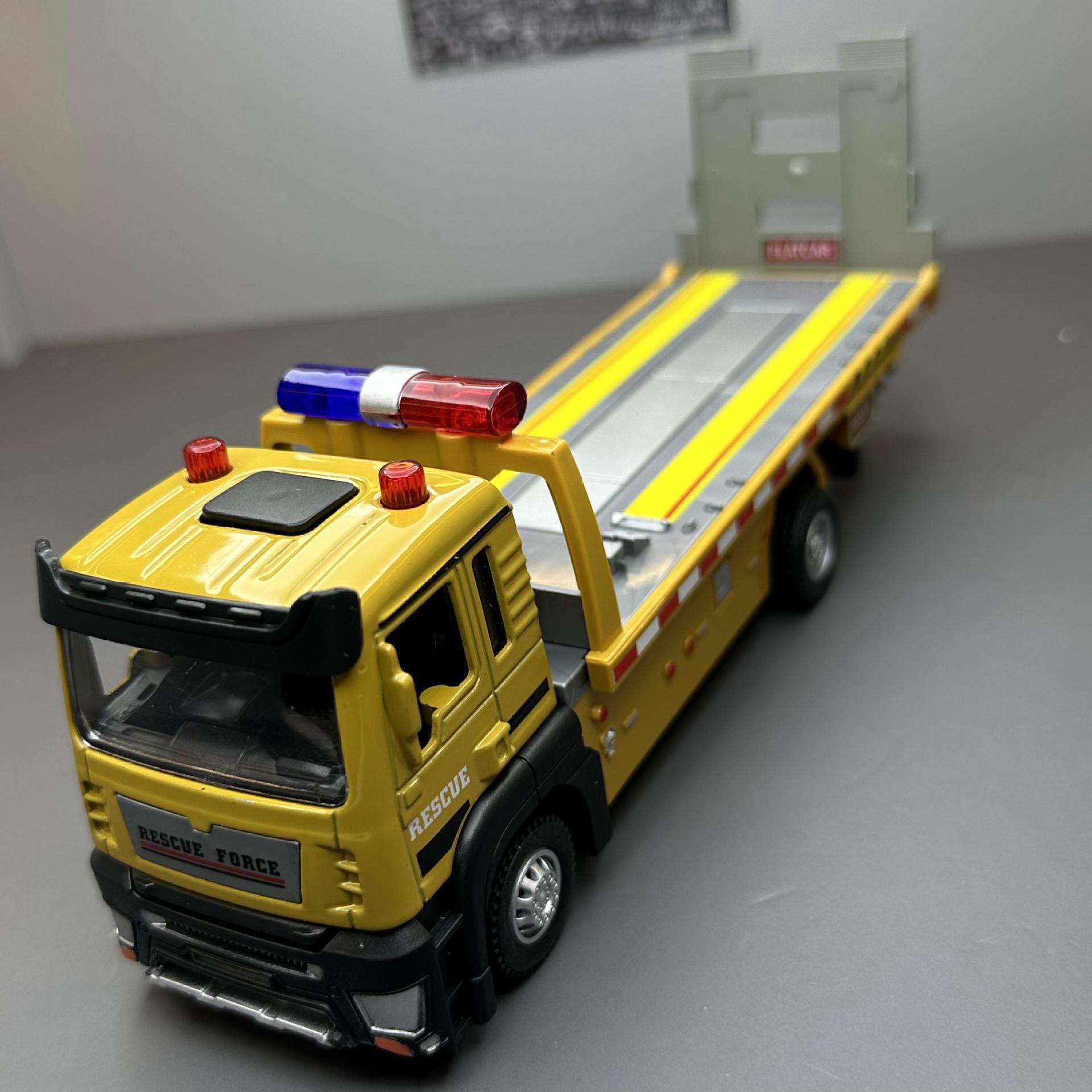 Tianiing aleación coche modelo 1:32 camión plano obstáculo compensación remolque Tire hacia atrás con sonido juguete coche música modelo adornos