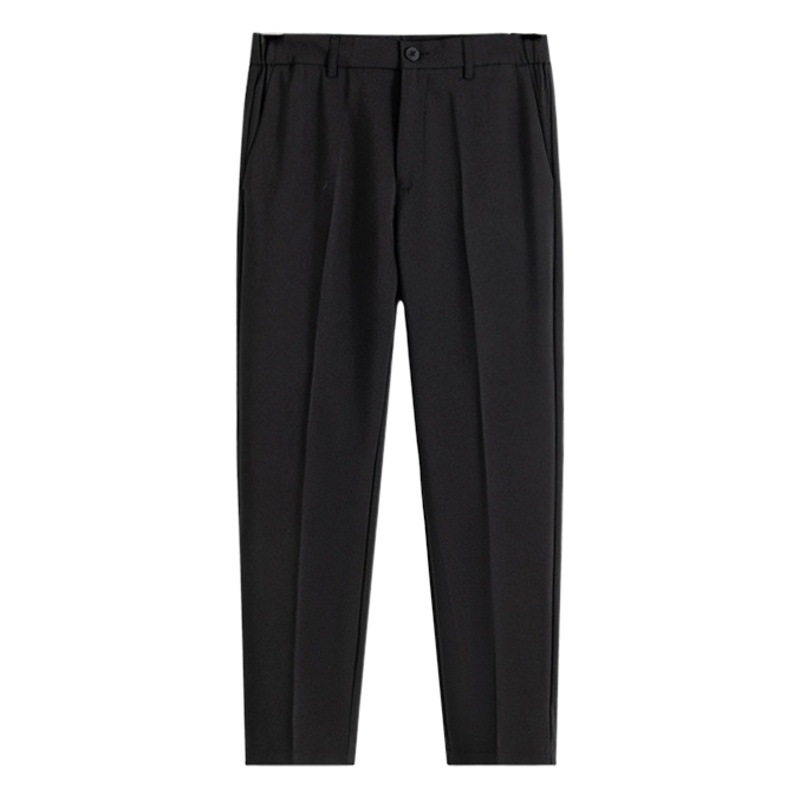 Ropa para Hombre LKTM # Pantalones de vestir finos de seda helada para hombre, pantalones casuales de pierna recta de alta gama, ajustados y de nueve puntos image 1