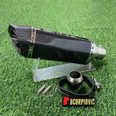 Motorcycle exhaust pipe — Universal - 370-small-hexagonal-round-mouth-fully-imitation-carbon-fiber