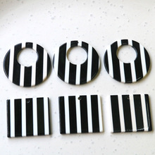 ins韩国暗黑风黑白条纹镂空圈diy树脂配件耳饰发饰手机壳材料批发