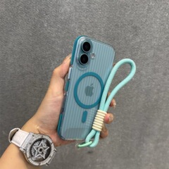 适用iPhone16promax手机壳磁吸光栅纹硬壳透明苹果15防滑边瓦楞新