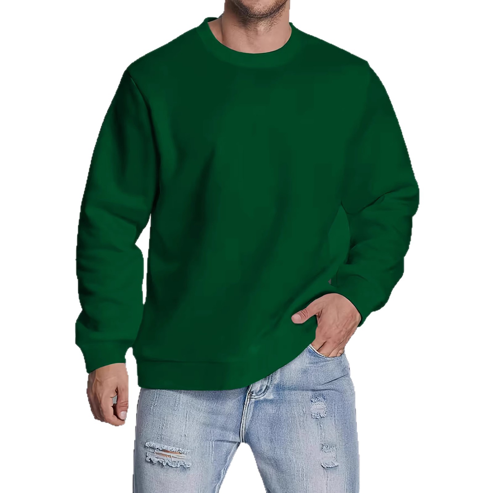 Men's Solid Color Blank Sports Crew Neck Pullover Sweatshirt Long Sleeve Casual Fashion Commuting Versatile Standard Thickness Polyester_voghion.com