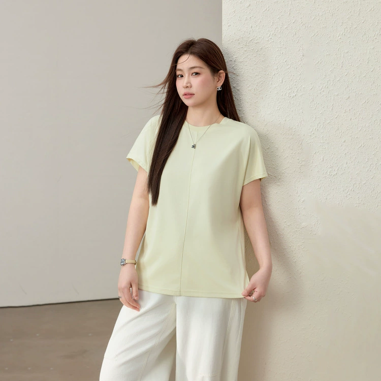 Модная однотонная повседневная удобная универсальная футболка для женщин больших размеров, лето 2025, новый стиль