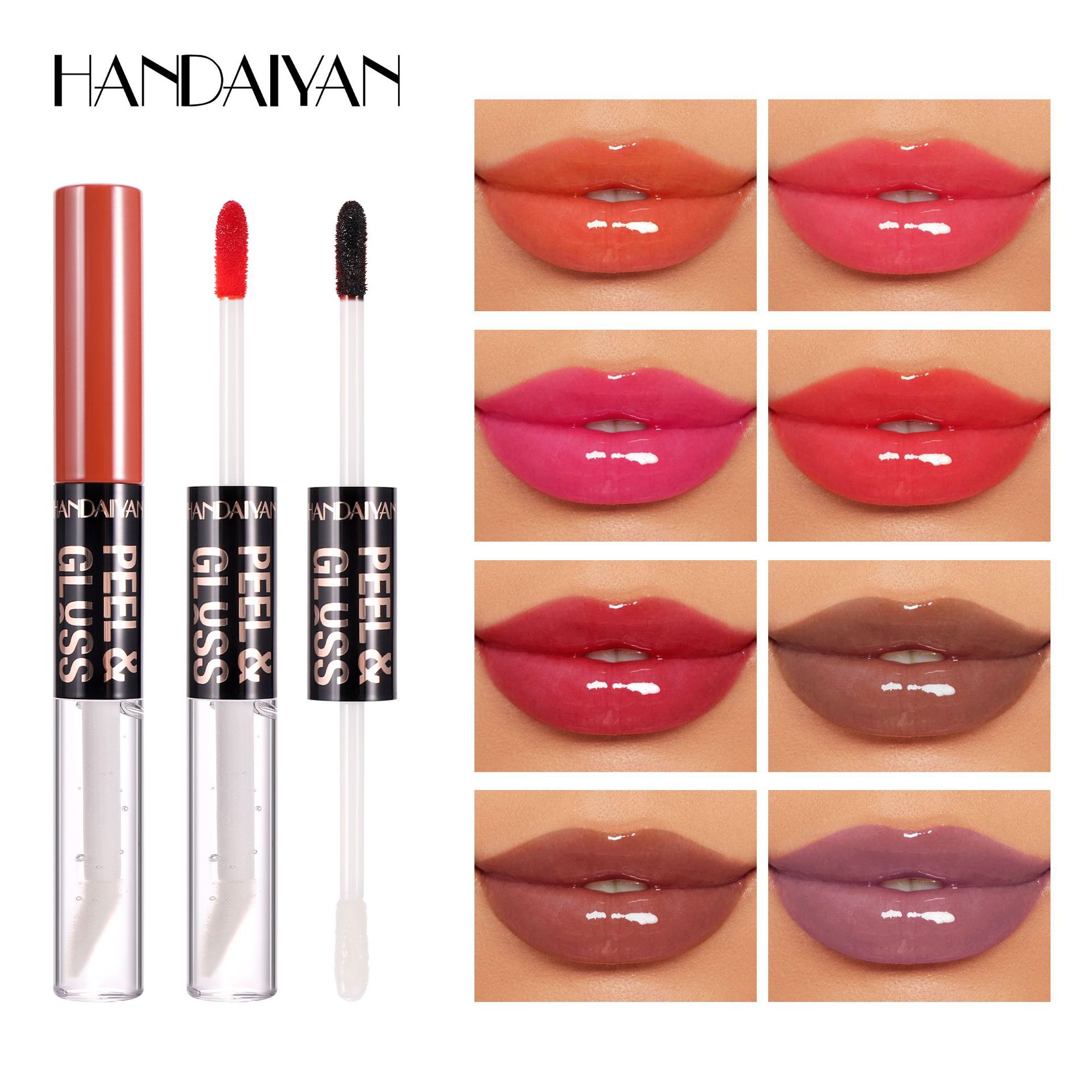 Transfronterizo rasgar lápiz labial mate impermeable HANDAIYAN humectante fácil de colorear reparación doble cabeza suave