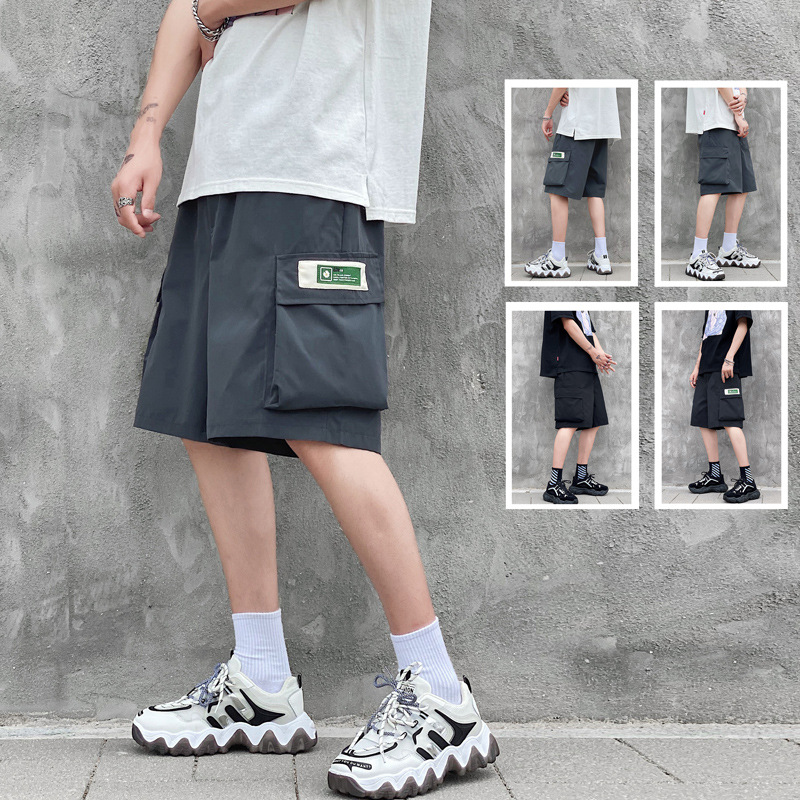 Big pocket overalls shorts male ins tren...