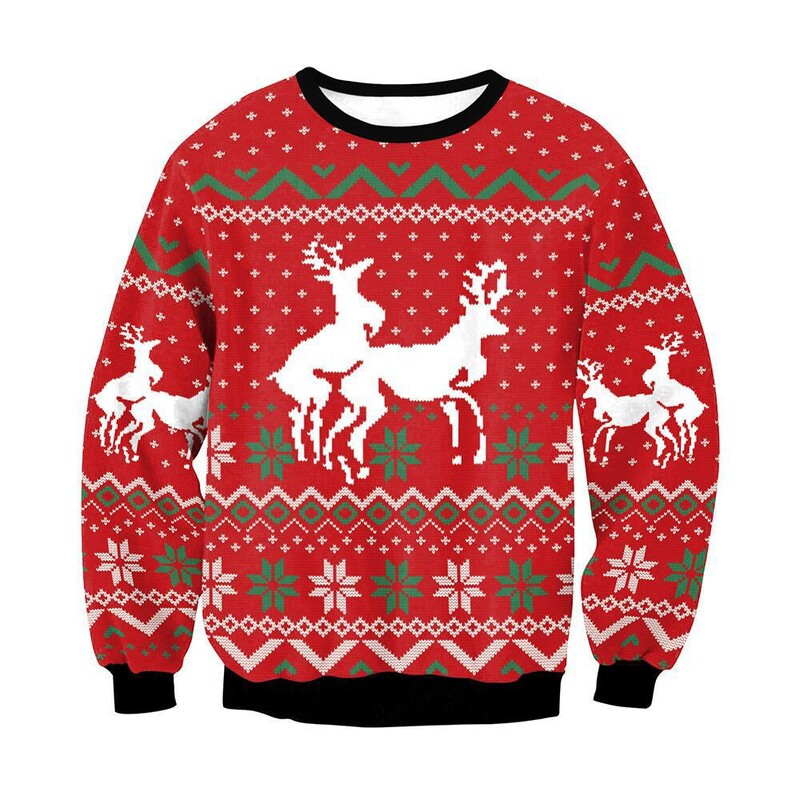 2024 Christmas carnival night round neck warm long sleeve sweater men's and women's personality 3D digital printing factory direct sales