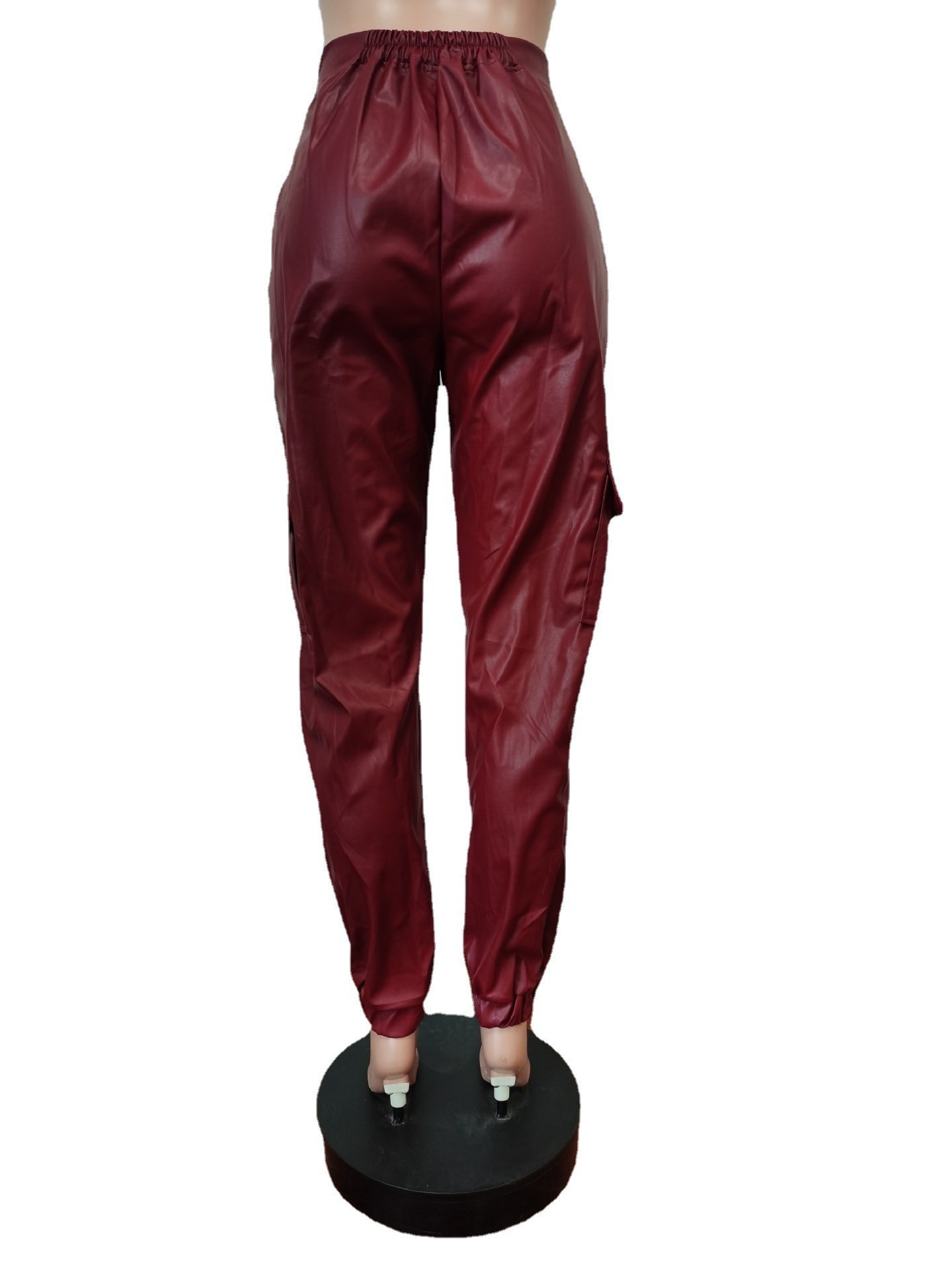455g Weight Full Length Pants Length Pu Fabric Type Mid Waist Waist Line Jogger Pants Pants Type Micro-Elastic Elasticity Casual Occasion Regular Fit Fit Type Solid Color Pattern Spring, Autumn Season Women's Gender Zipper Design Streetwear Style Women's Casual Streetwear Solid Color Full Length Zipper Jogger Pants 40