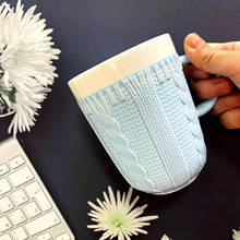 境外特色毛织复古创意陶瓷杯优质家用办公时尚礼品马克饮水杯白瓷