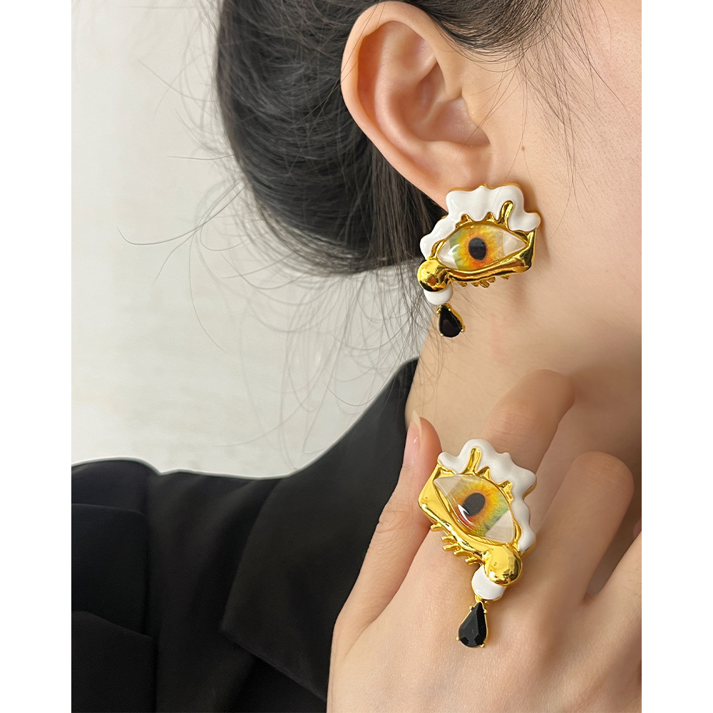 21g Weight Rings, Earrings, Necklace Classification 1 Piece, 1 Pair Quantity Holiday, Daily Occasion Alloy Material Eye Pattern Women's Gender Plating Design Basic, Modern Style, Classic Style Style Basic Modern Style Classic Style Eye Alloy Plating Women's Rings Earrings Necklace 5
