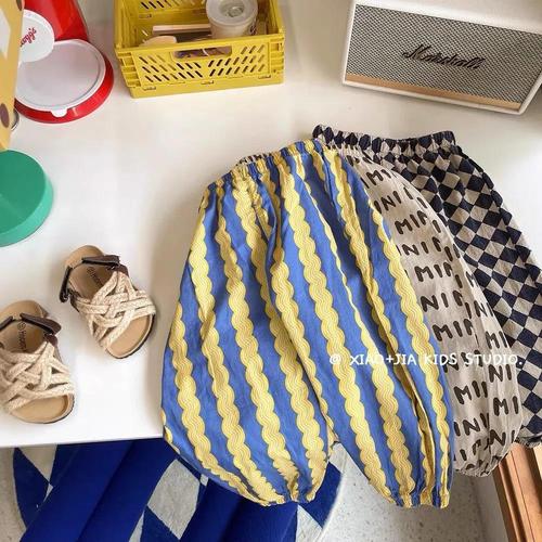 Children's Summer Vacation Sunscreen Pants Retro Floral Print Universal Insect-Proof Shorts Top Mid-Waist Beach Pants Transparent