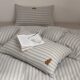 Simple Modern Vertical Striped Double-Layer Yarn Four-Piece Set of Pure Cotton |   Children's Cartoon Embroidered Kapibara Four Seasons Bedding