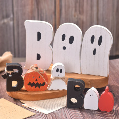 クロスボーダーハロウィンデコレーションBOOゴーストオーナメント木製ハロウィントレイデコレーションゴーストフェスティバルデコレーションデコレーション
