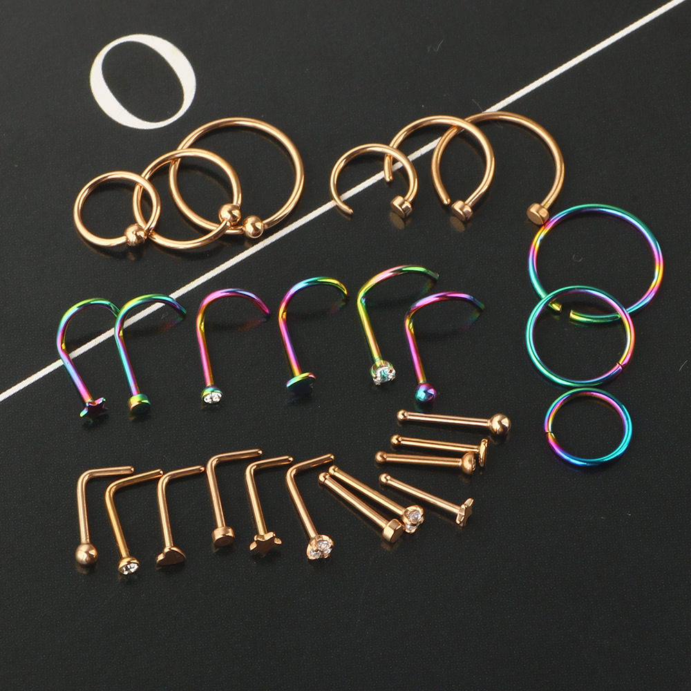 Stainless Steel Nose Ring Lip Ring Ear Stud Set Geometric Cactus Design Fashion Body Piercing Jewelry for Women detail image 8