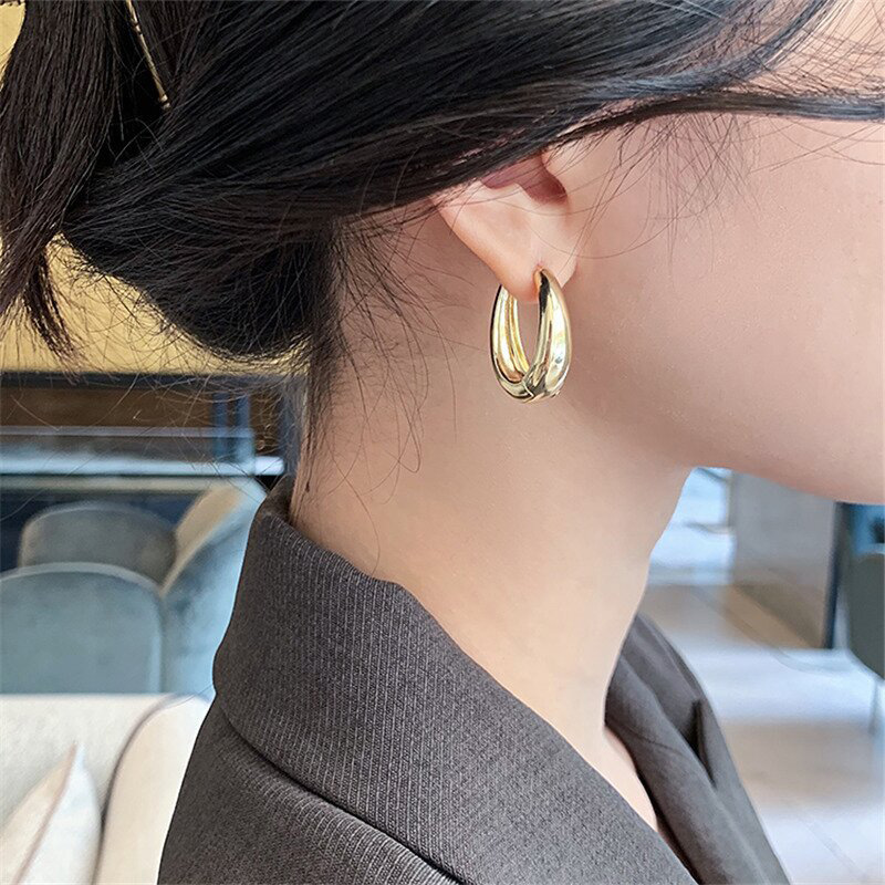 曹适冷淡风ins几何环形饰品女 气质法式优雅耳扣  通勤时髦感耳环|undefined