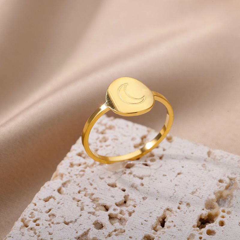 Fashion Moon Stainless Steel Plating Rings 1 Piece