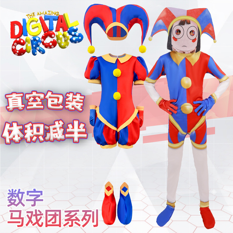 Magic Numbers Circus Cosplay Costume Pomni Clown Cosplay Outfit European and American Cross-Border In-Stock Items