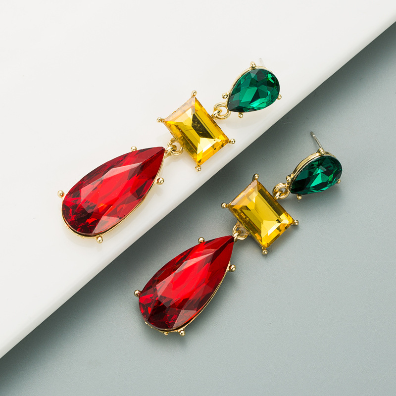 Women'S Gender Fashion Geometric Diamond Alloy Artificial Gemstones Earrings