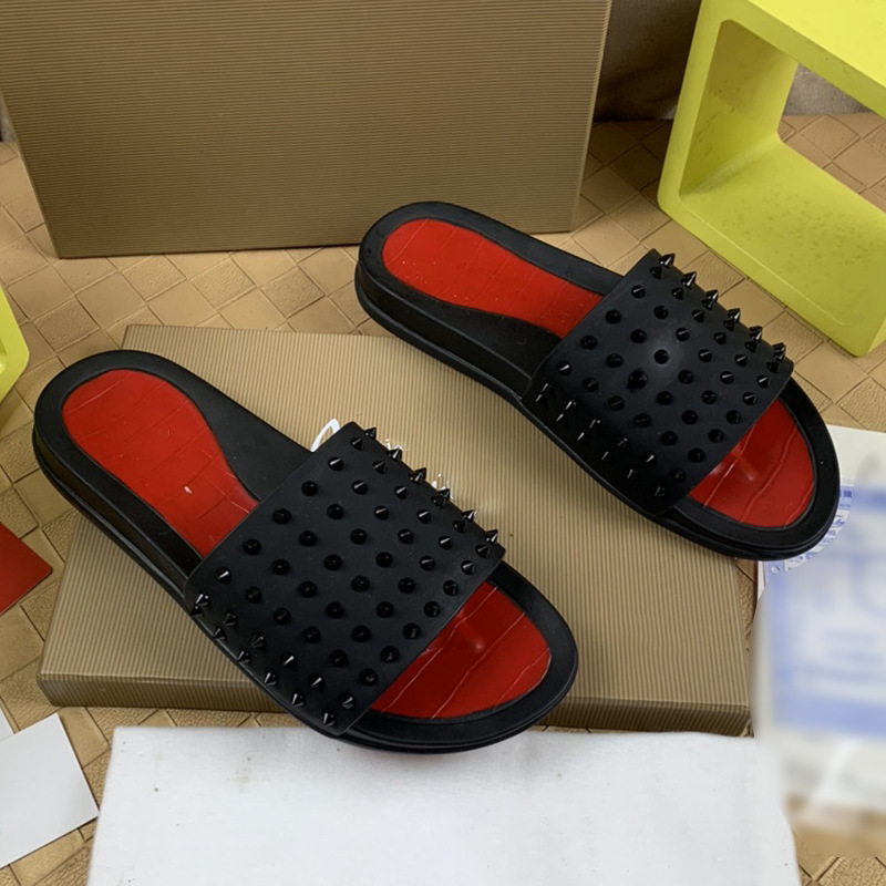 リベットスリッパメンズライト高級レタートレンディブランドアウターファッションシューズヨーロッパ新作夏カラーブロック厚底ビーチサンダル|undefined