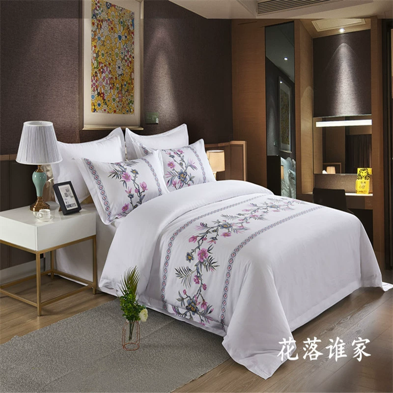 [供应星级酒店宾馆床单式四件套民宿公寓加大加宽纯棉酒店同款]